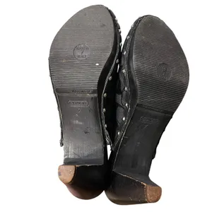 Y2K Coach Black Monogram Jacquard Studded Heeled Mules Wooden Clogs 7 thumbnail 6