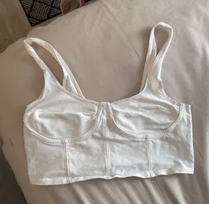 Garage White Cropped Soft-Cup Bralette thumbnail 1