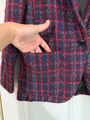 Amanda Uprichard Shawl Collar Blazer Tweed Size Small Twee Preppy Plaid Pockets thumbnail 4