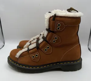 Women's 7 Dr. Martens 1460 Lace to Toe Fur Lined Buttersoft Nubuck Boots Brown‎ thumbnail 1