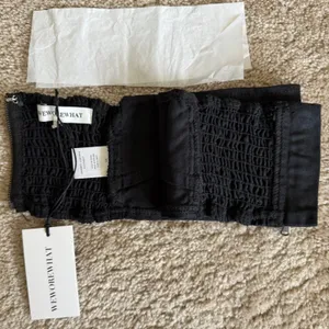 WeWoreWhat Smocked Black Bandeau Top Zip Hook Eye Back Closure‎ Sz XS NWT thumbnail 6