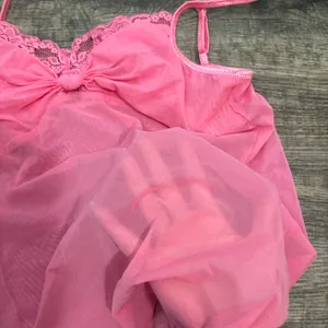pink sheer lace tank top with tie detailing thumbnail 7