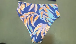Cupshe Size S Blue Ribbed Tankini Top and Floral High-Waisted Bikini Bottom Set thumbnail 9
