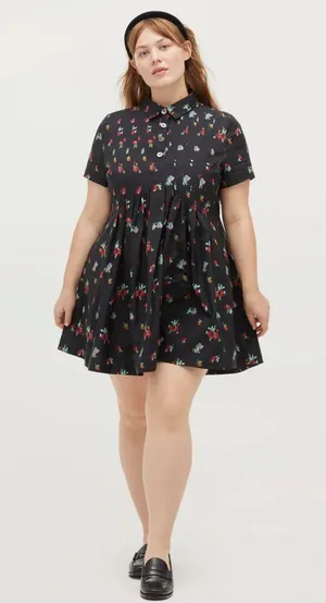 Hill House The Rosalind Dress in Black Ikat Floral Taffeta thumbnail 1