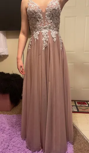 Blush Pink Prom Dress Size M thumbnail 1