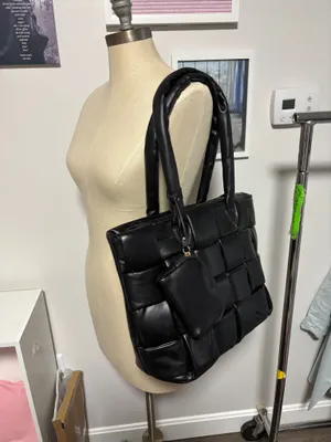 Windsor Woven leather large tote purse thumbnail 2