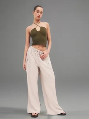 Reformation Suzanne Halter Sweater Tank Olive Oil Green Open Knit Keyhole Top L thumbnail 3