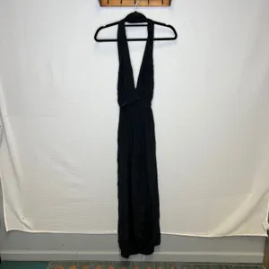 Reformation Large Black Maxi Dress Halter Neck Sleeveless Formal‎ Party Cocktail thumbnail 4
