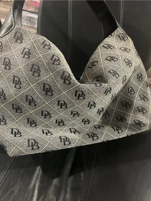 Dooney & Bourke Black and Gray Monogram Hobo with Gold Hardware thumbnail 5