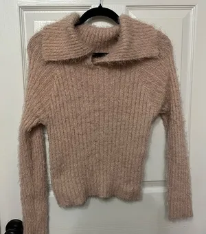 OAK +‎ FORT eyelash collared sweater size small tan thumbnail 1