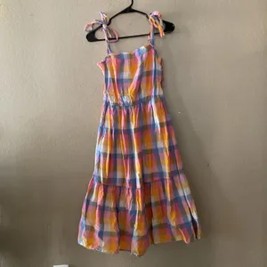 Free Assembly Plaid Midi Dress Women’s Size S Pink Blue Yellow Cottagecore thumbnail 5