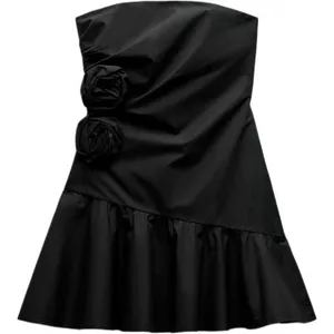 Zara raised flowers strapless poplin Mini Dress NWTS thumbnail 2