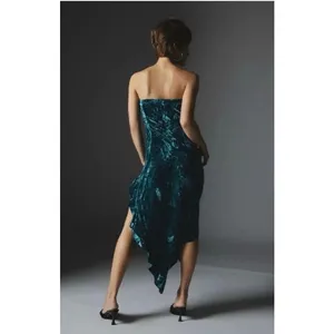 Urban Outfitters Silence + Noise‎ Velvet Strapless Midi Dress Dark Grunge Romantic Size S thumbnail 4