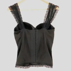 Spirit Lace Trim Corset Top Camisole Womens Size L Black Gothic Witchy Whimsigoth thumbnail 2