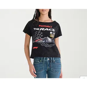 Aeropostale Formula 1 Off Shoulder Tee The Race Size S Black Red Gray thumbnail 4