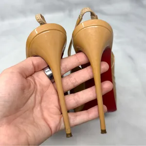 Christian Louboutin Private Number 120 Patent Leather Slingback Platform Heels thumbnail 10