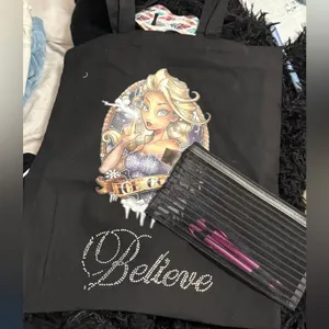 Handmade Ice cold‎ black tote bag thumbnail 3