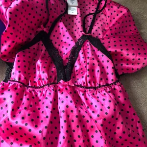 Polka Dot Silky Pajamas Pink thumbnail 7