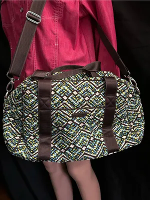 Vera Bradley Rainforest Geometric Multicolor Duffel Bag with Brown Straps thumbnail 4
