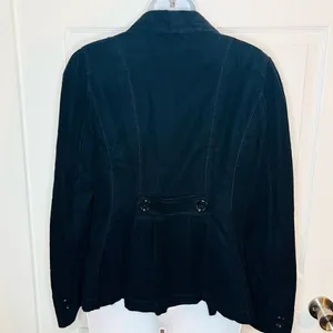 Ann Taylor Corton Corduroy Blazer Jacket Notched Lapel Button Dark Navy Blue 6 thumbnail 7