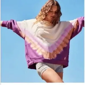 FP Movement Metti tie dye purple and orange ombré crew neck sweatshirt thumbnail 1