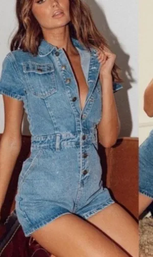 Princess Polly Lioness DENIM Romper thumbnail 3