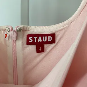 STAUD Dainty Coquette Bow Back Square Neck Mini Dress 4 Pink thumbnail 4