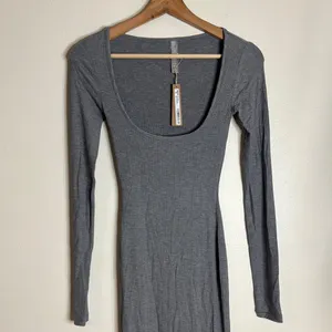 SKIMS Soft‎ Lounge Long Ribbed Long Sleeve Maxi Dress Heather Gray Size XS thumbnail 2