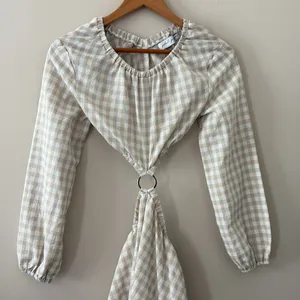 Petal & Pup‎ Beige Cut Out Gingham Dress 100% Cotton Mini Puff Sleeves Size 4 thumbnail 4