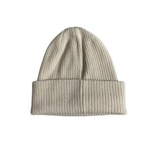 Aritzia Sunday Best Unisex Beige Ribbed Knit Cuffed Bonnet Beanie Hat Cap OS thumbnail 2