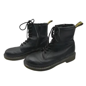 Dr. Martens Junior Softy Leather Boots Women 7 Black Side Zip Lace Up Combat thumbnail 2