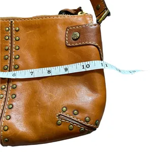 MICHAEL KORS BROWN LEATHER HANDBAG shoulder bag BRUSHED METAL STUDS thumbnail 8