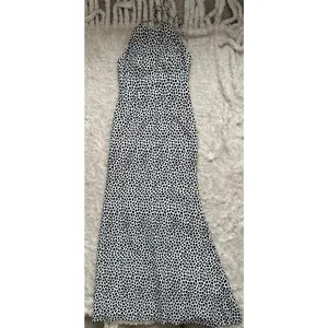 Custom Sz 2/4 Oscar Design Black White Prom Homecoming Formal Maxi Halter Dress thumbnail 2