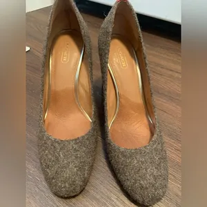Coach Sandbordeaux Felt Croc Pump Heel formal classic fall round toe logo $250 thumbnail 5