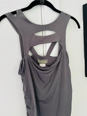 VTG Y2K Baby Phat grey ruche mini dress size medium Kimora lee Simmons thumbnail 2