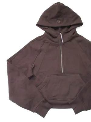 NWT Lululemon Scuba Oversized Half Zip Hoodie in Espresso Brown Sweatshirt XS/S thumbnail 3