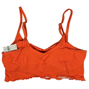 Aerie Orange Textured Lettuce‎ Hem Scoop Bikini Swim Top Crop Bra L thumbnail 2