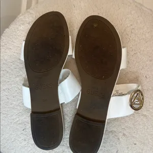 Guess White Slide Sandals with Gold Logo Accent size 8. thumbnail 6