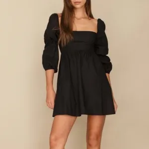 Reformation Michaela Puff Sleeve Mini Dress Black thumbnail 3