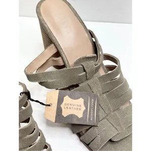 Crevo Hazelle Sage Green Suede Strappy Block Heel Mules Sandals Size 7.5‎ NEW thumbnail 7