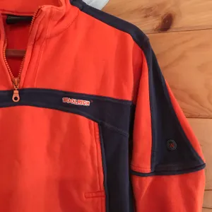 Woolrich AMAZING ORANGE/NAVY BLUE VINTAGE QUARTER ZIP SWEATSHIRT thumbnail 2