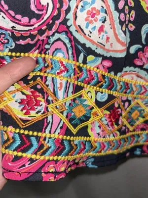 Emily Wonder Women's Blouse Size Medium Paisley Floral Embroidered Peasant Boho thumbnail 7