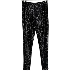 Blue B Collection Black Sequin Fully Lined Leggings Size M NWT Size M thumbnail 4
