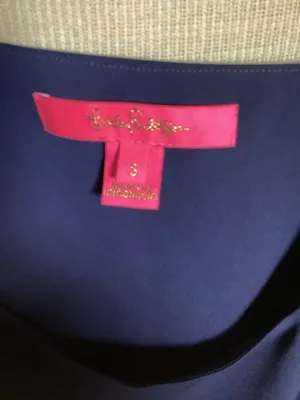 Lilly Pulitzer Ainsley Spaghetti Strap Side Sash Tie Top True Navy Size Small thumbnail 2
