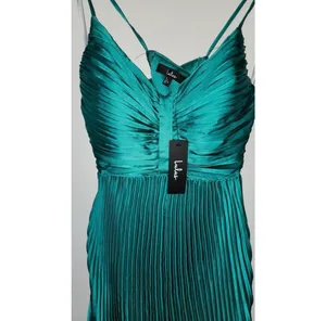 Lulus Green Pleated Satin Maxi Dress thumbnail 4