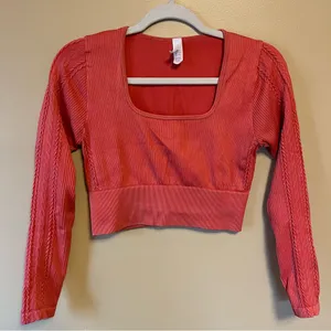 Aerie Watermelon Long Sleeve Crop Top thumbnail 1