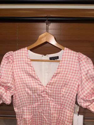 1. STATE Pink Gingham Puff-Sleeve Dress thumbnail 4