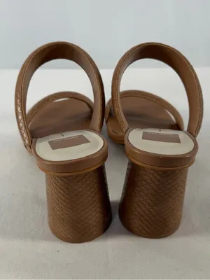 Dolce Vita Textured Double-Strap Block Heel Square Toe‎ Sandal Brown Size 8.5 thumbnail 6