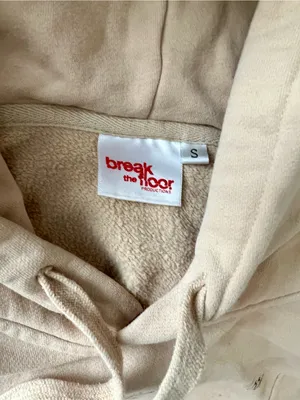 Beige 'Break the Floor' Script Hoodie Tan thumbnail 2