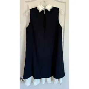 Nanette Lepore Navy Blue‎ Shift Dress Lace Peter Pan Collar Pleated Hem Womens 4 thumbnail 6